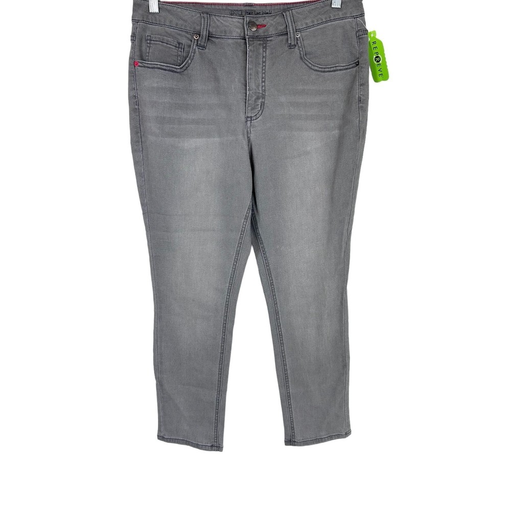 Peace Love World Women's Petite Black or Grey Straight Jeans Grey Size 10P